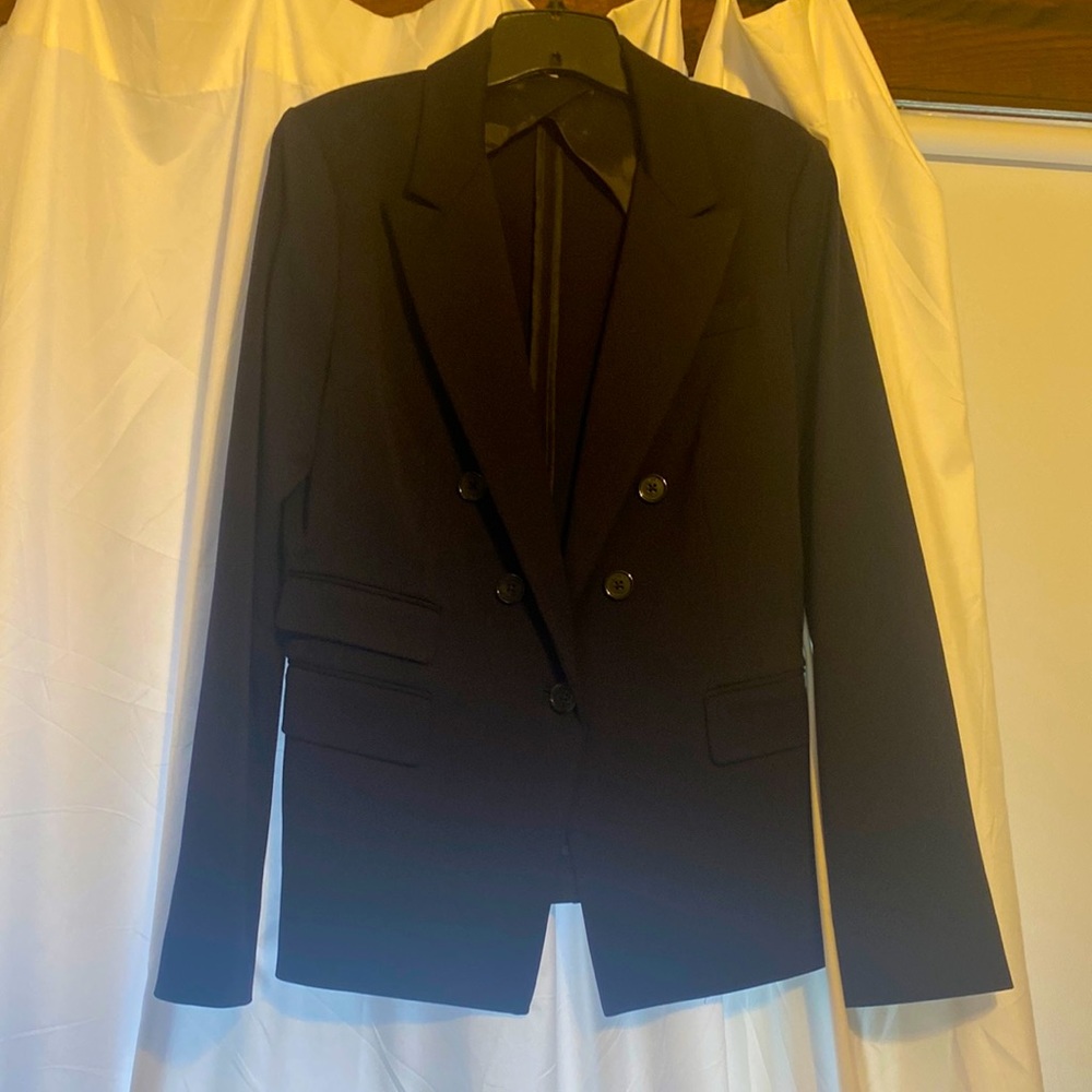 Express Navy blue double breasted figure flattering blazer